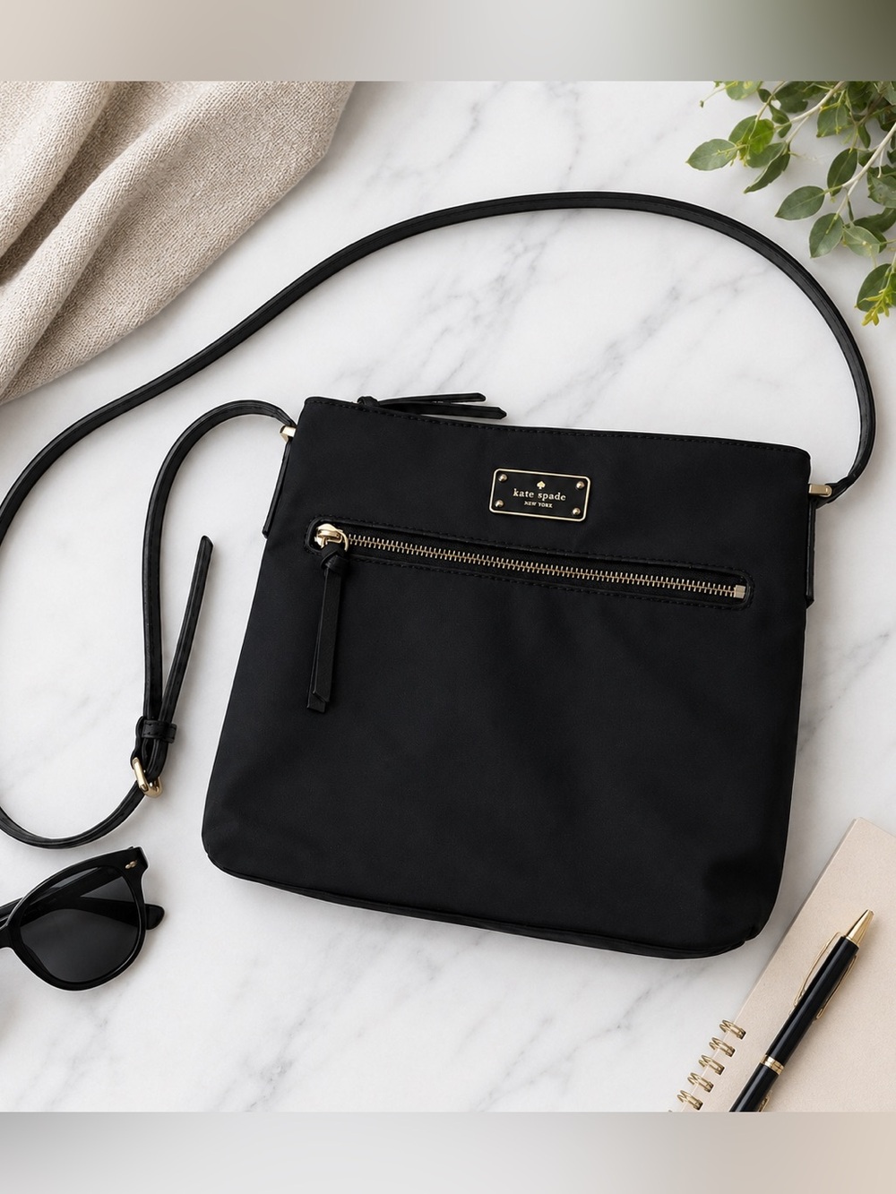 Kate Spade New York Wilson Road Dessi - Black Nylon Crossbody Bag -Gold Hardware